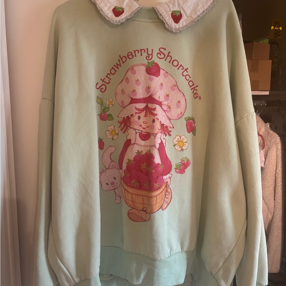 Dolls Kill Strawberry Shortcake Graphic Sweater - Mint